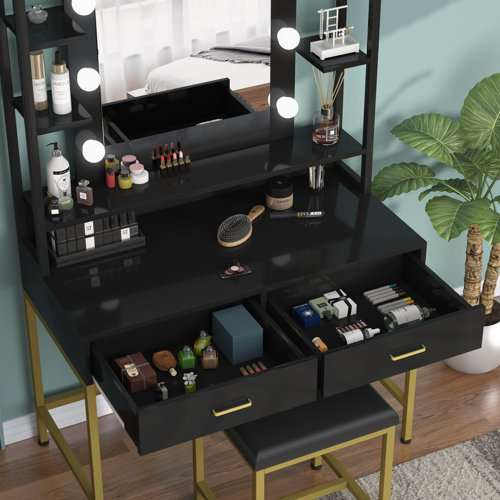 Ebern Designs Vanity Set with Lighted Mirror & Reviews Wayfair